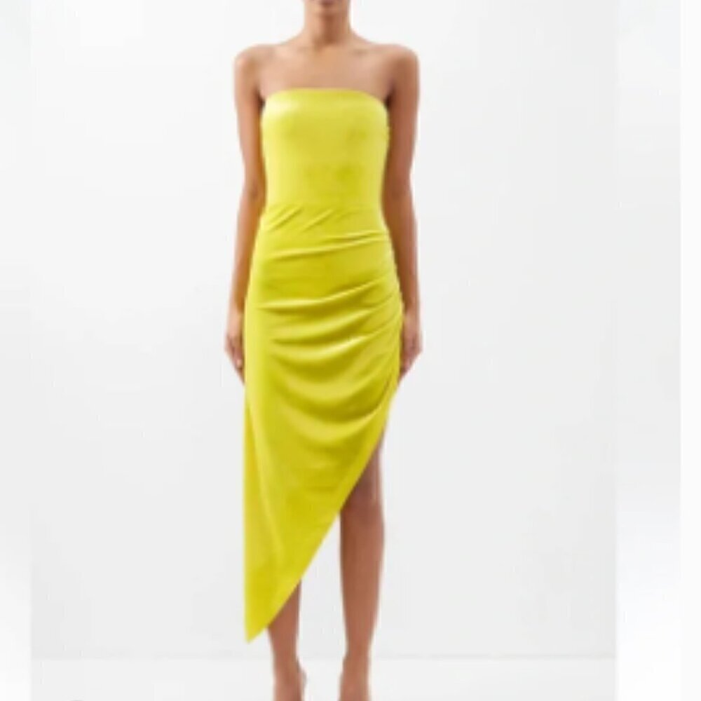 NORMA KAMALI | Strapless Side Drape Gown in Yellow Medium